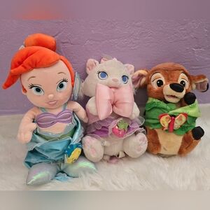 Disney's Babies Little Mermaid Ariel Baby Bambi Baby Marie With Blanket Plush